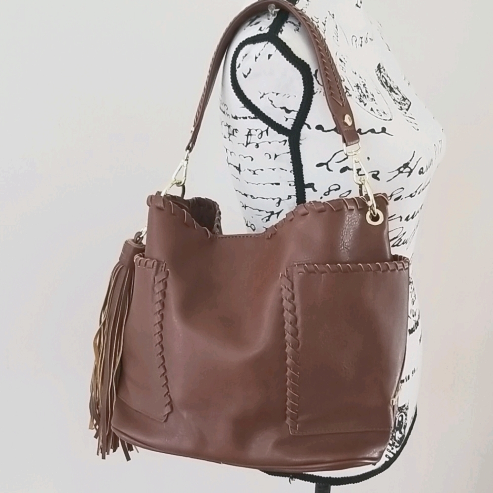 Steve Madden Chesnut Brown FAWN XLarge Satchel Bag - Picture 13 of 14